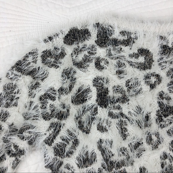 2/$10 Fuzzy White Leopard Print Christmas Sweater - Picture 5 of 6